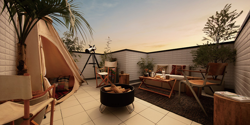 &RESORT HOUSE 立川Ⅶ期（アンリゾ 立川Ⅶ期）屋上テラスパース